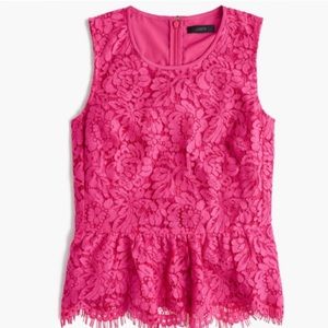 Pink Lace Peplum J. Crew Blouse